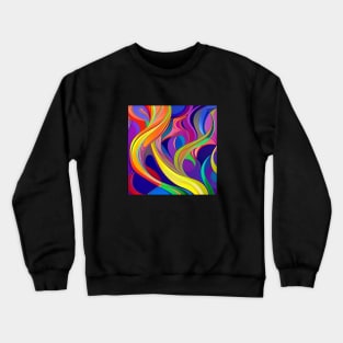 Multi-Colored Wavy Abstract Design Crewneck Sweatshirt